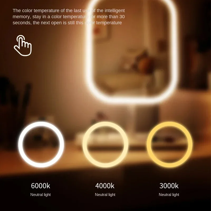 Modern LED Desktop Vanity Mirror – 3-Colour Touch Makeup Mirror - Image 6