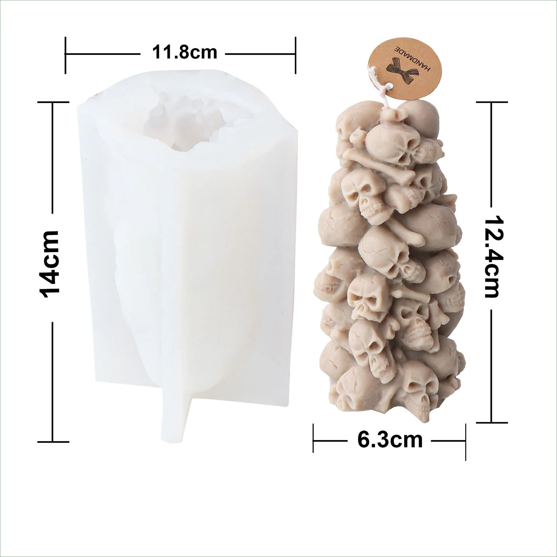 Handmade Embossed Skull Pylon-Type Silicone Candle Mould - Image 7