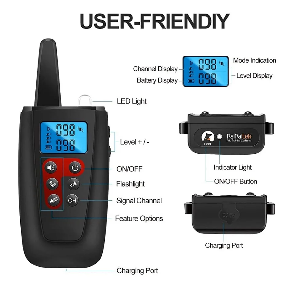 No Shock 3300ft Range Remote Dog Training Collar (3-Collar Pack) - Image 2