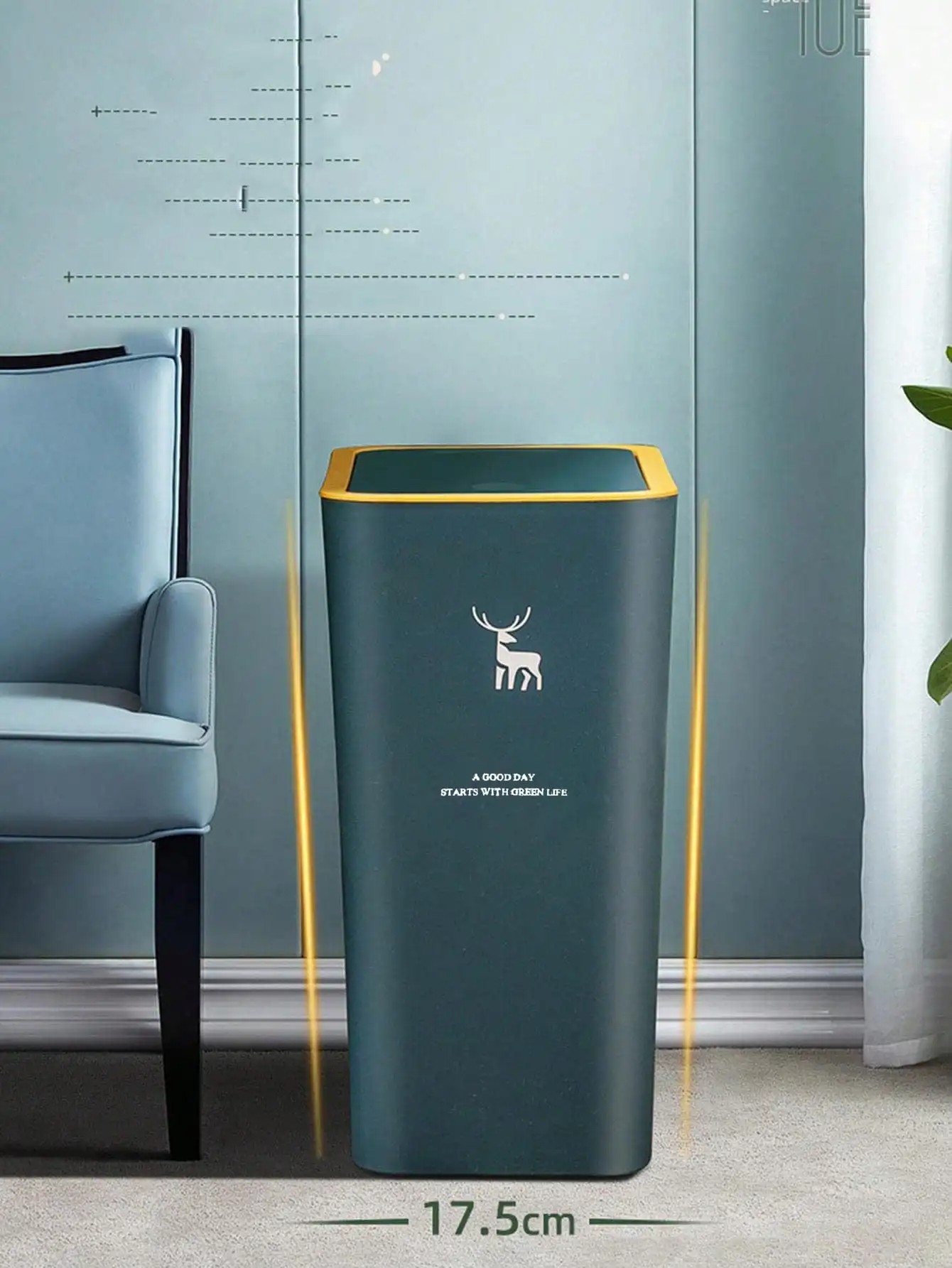 Nordic Style Rectangular Trash Can with Lid - Image 2