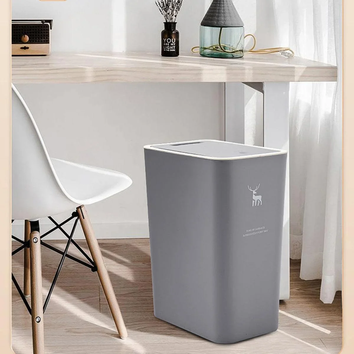 Nordic Style Rectangular Trash Can with Lid - Image 7