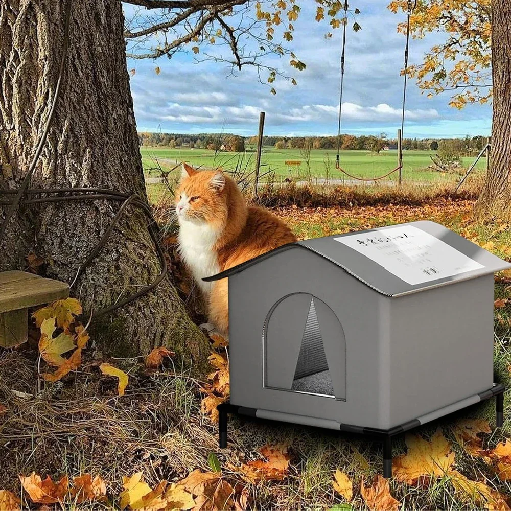 Outdoor Waterproof Cat House with Mat – Foldable Winter Shelter for Cats & Small Dogs - Image 2