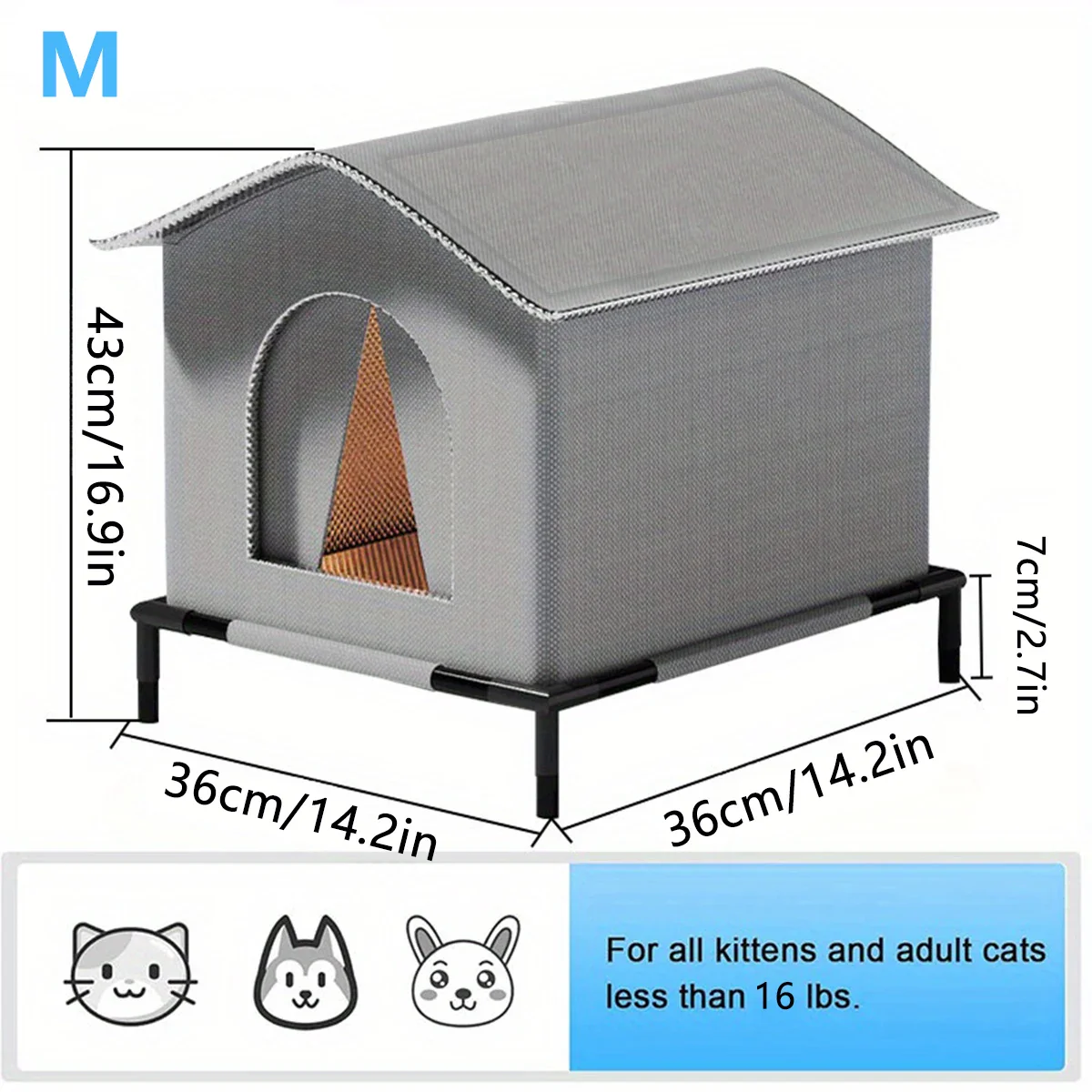 Outdoor Waterproof Cat House with Mat – Foldable Winter Shelter for Cats & Small Dogs - Image 9