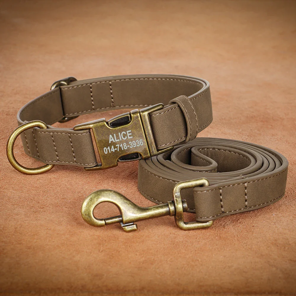 Personalised Leather Dog Collar and Lead Set - Image 4