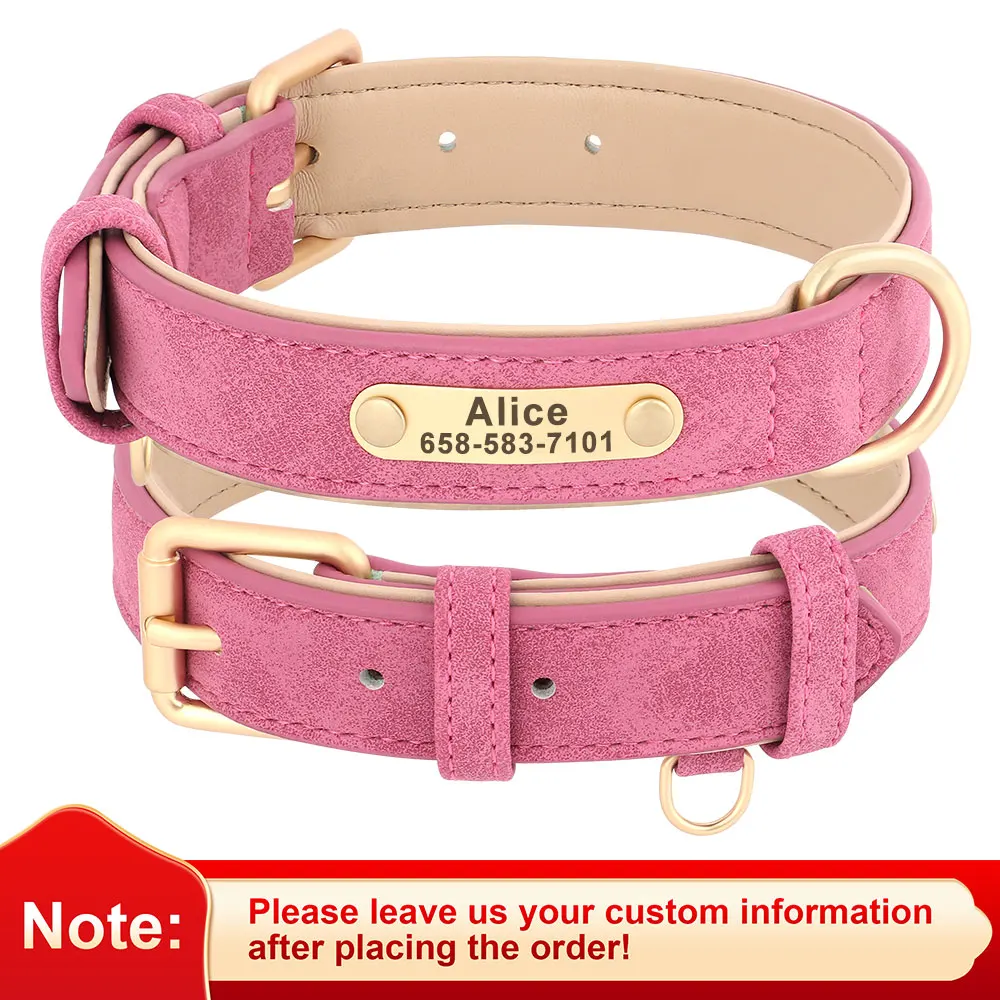 Personalised PU Leather Dog Collar and Leash Set with Custom ID Nameplate - Image 15