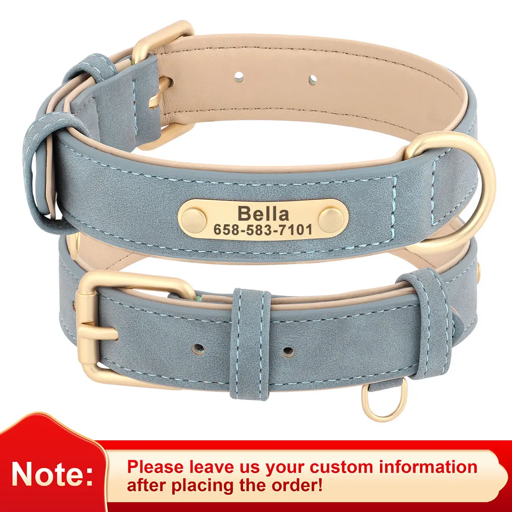 Personalised PU Leather Dog Collar and Leash Set with Custom ID Nameplate - Image 16