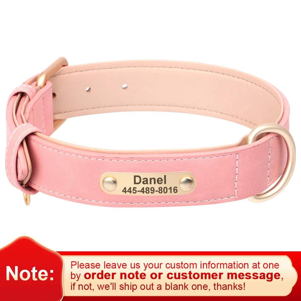 Personalised PU Leather Dog Collar and Leash Set with Custom ID Nameplate - Image 20