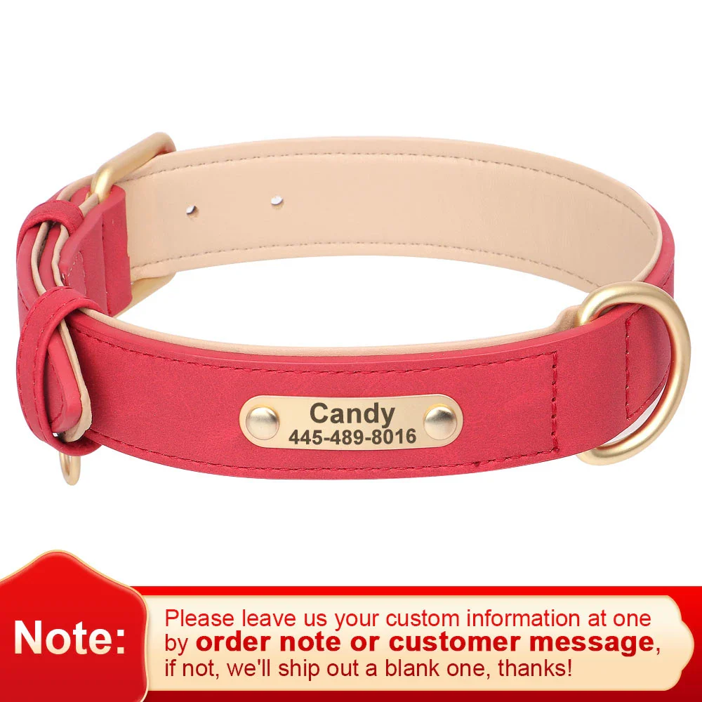 Personalised PU Leather Dog Collar and Leash Set with Custom ID Nameplate - Image 21