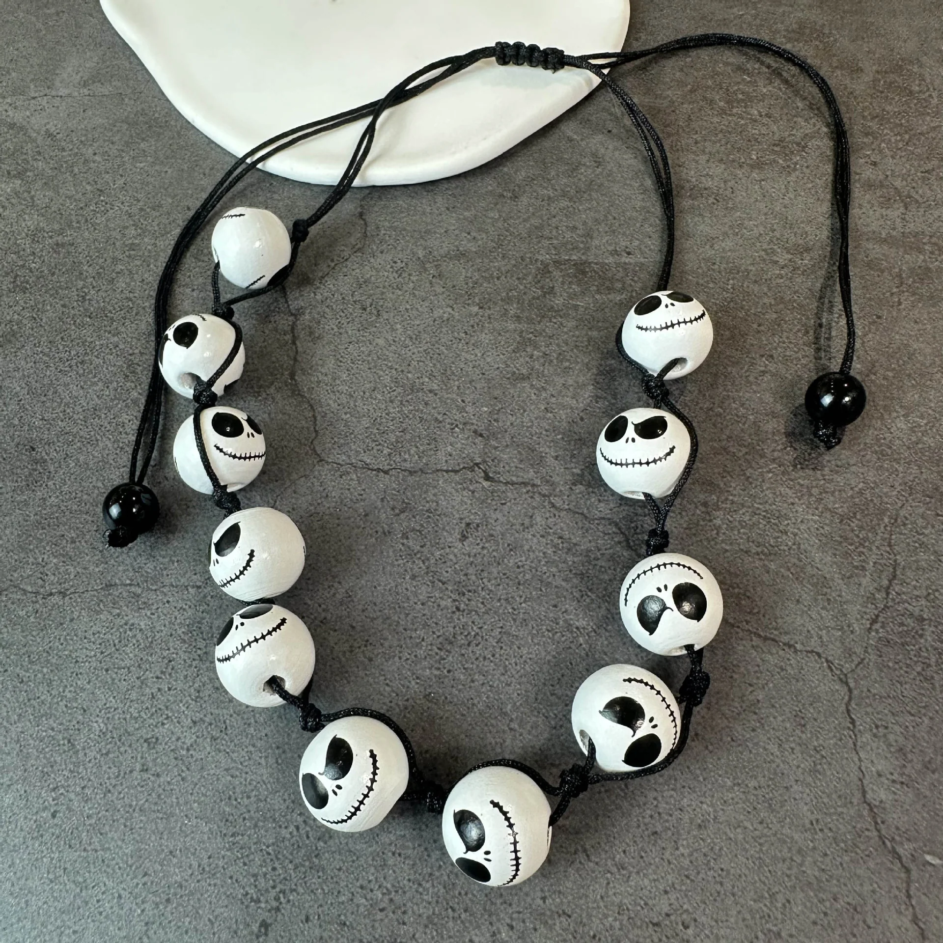 Personalized Halloween Earrings Necklace Wooden Bead - Image 2