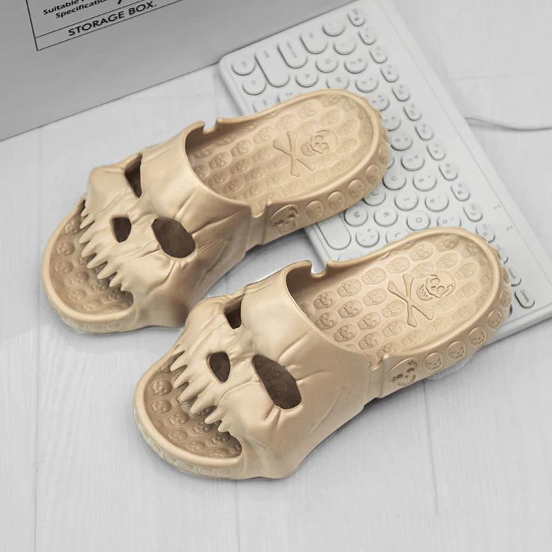Personalised Skull Design Halloween Slippers Bathroom Indoor Outdoor Funny Slides Beach Shoes - Image 10