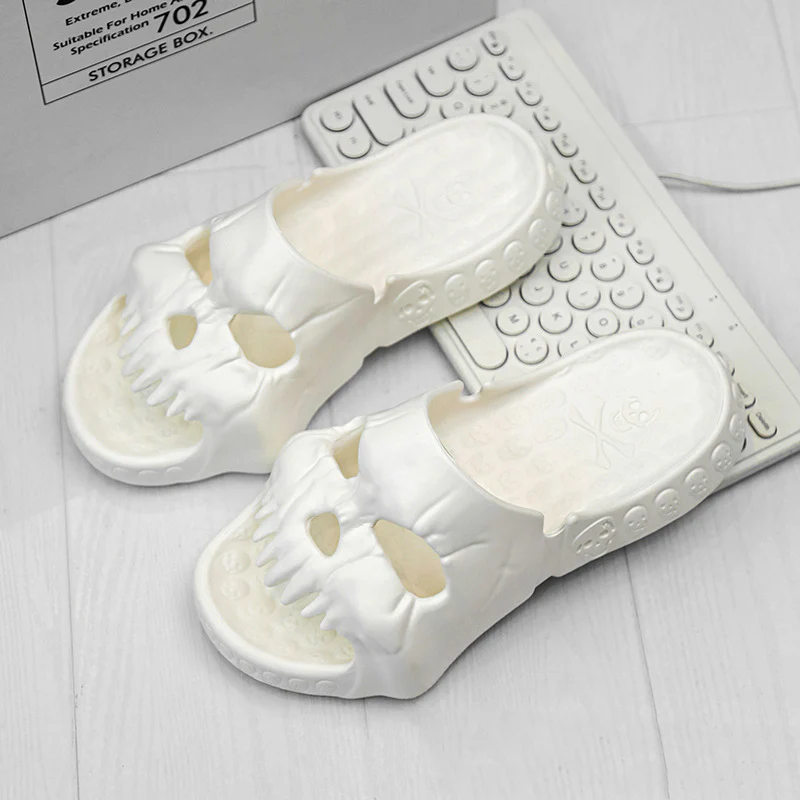 Personalised Skull Design Halloween Slippers Bathroom Indoor Outdoor Funny Slides Beach Shoes - Image 11