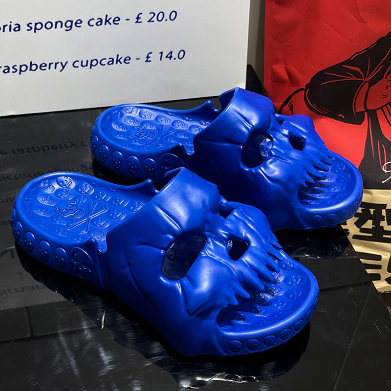 Personalised Skull Design Halloween Slippers Bathroom Indoor Outdoor Funny Slides Beach Shoes - Image 13