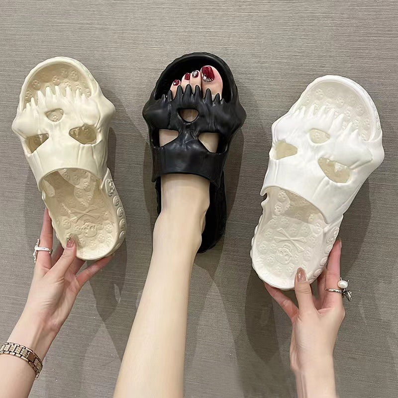 Personalised Skull Design Halloween Slippers Bathroom Indoor Outdoor Funny Slides Beach Shoes - Image 2