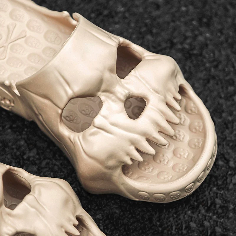 Personalised Skull Design Halloween Slippers Bathroom Indoor Outdoor Funny Slides Beach Shoes - Image 8