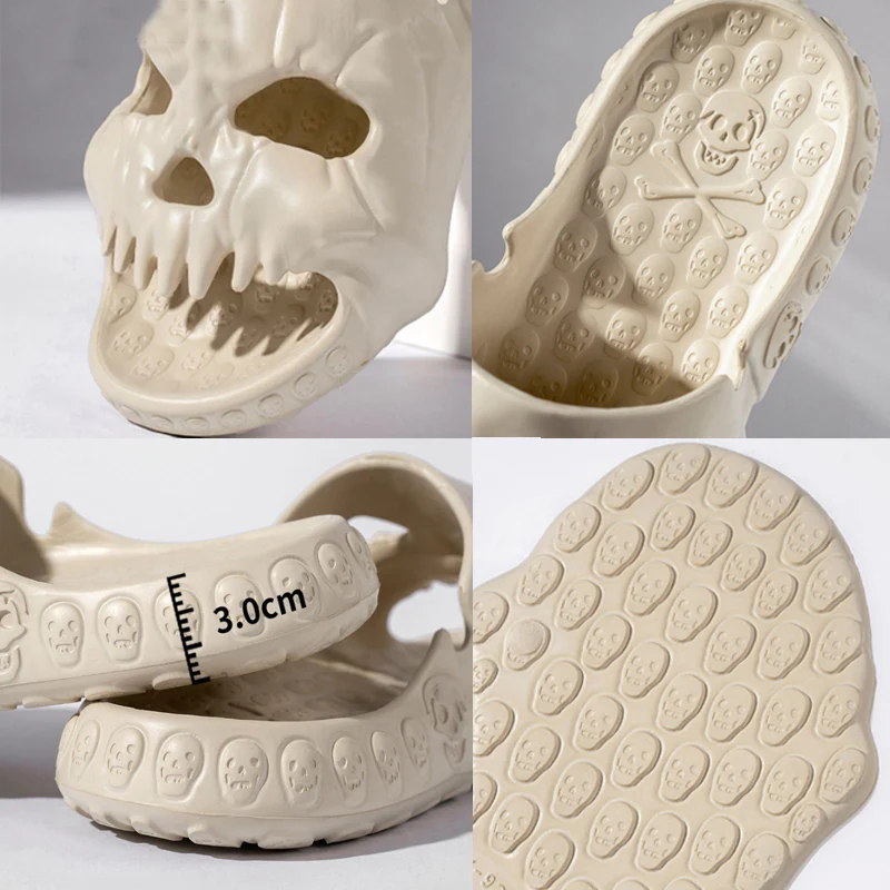 Personalised Skull Design Halloween Slippers Bathroom Indoor Outdoor Funny Slides Beach Shoes - Image 9