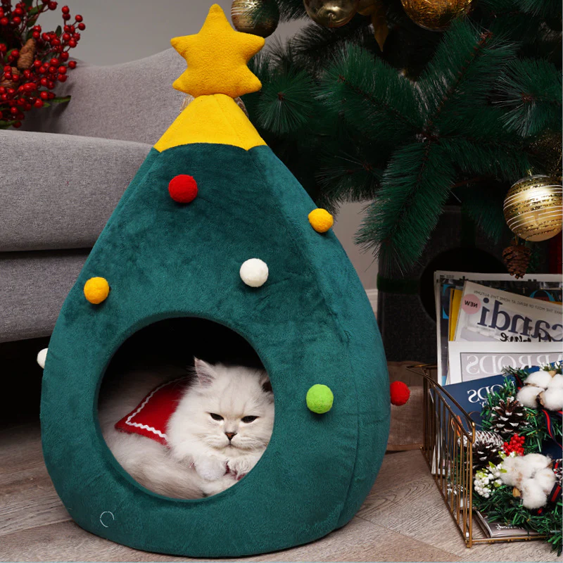 Pet Christmas Tree Cat Bed Kennel Felt - Image 4