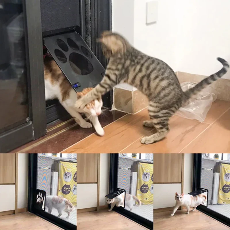 Pet Door Safety Lockable Magnetic Screen with Dog Paw Print Design - Image 3