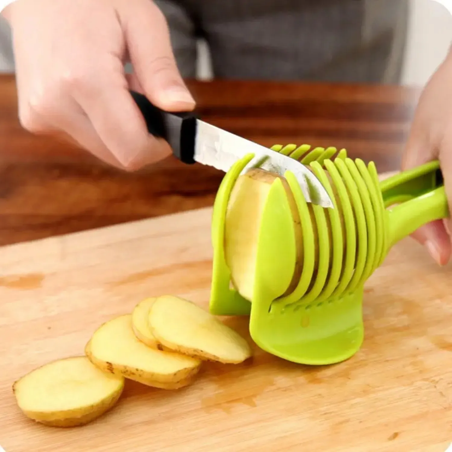 Plastic Kitchen Handheld Vegetable Slicer for Potato or Tomato - Image 2