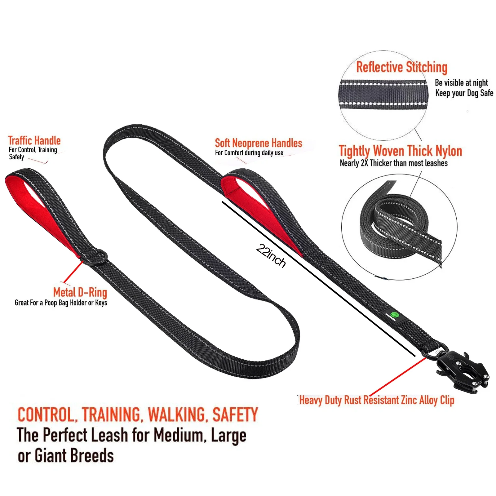 Primal Pet Gear Double Handle Dog Leash - Image 4