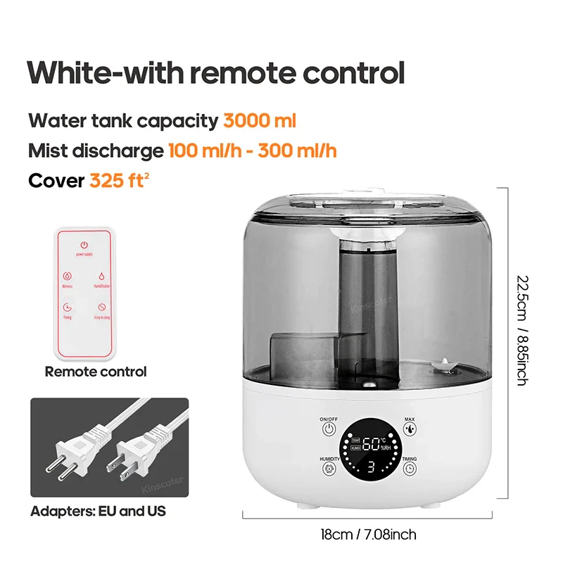 Professional 3L Air Humidifier with Remote Control Timer - Image 8