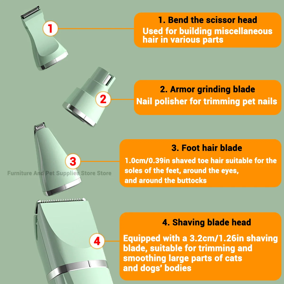 Professional 4-in-1 Electric Pet Grooming Kit - Image 3