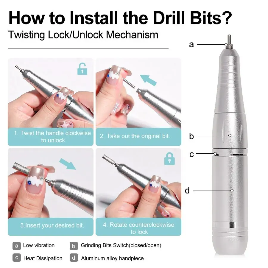 Professional 45,000RPM Electric Portable Nail Drill Machine - Image 4