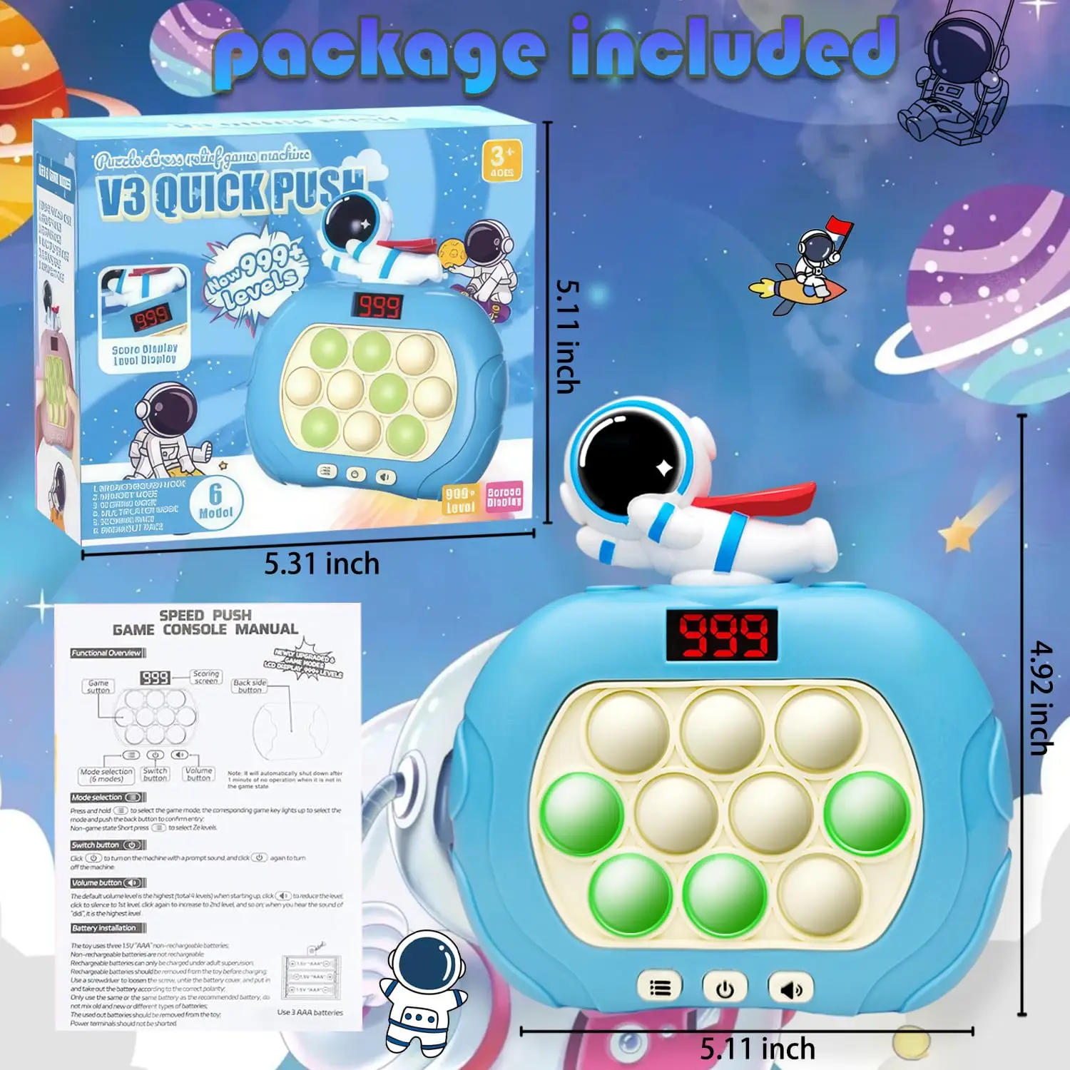 Quick Push Pop-Up Fidget Bubble Electronic Game - Image 3