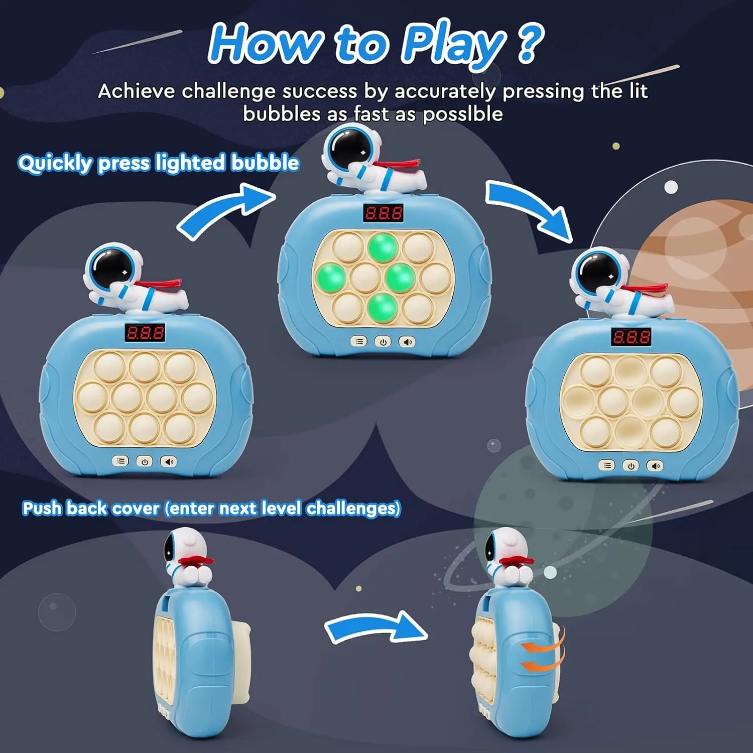 Quick Push Pop-Up Fidget Bubble Electronic Game - Image 4