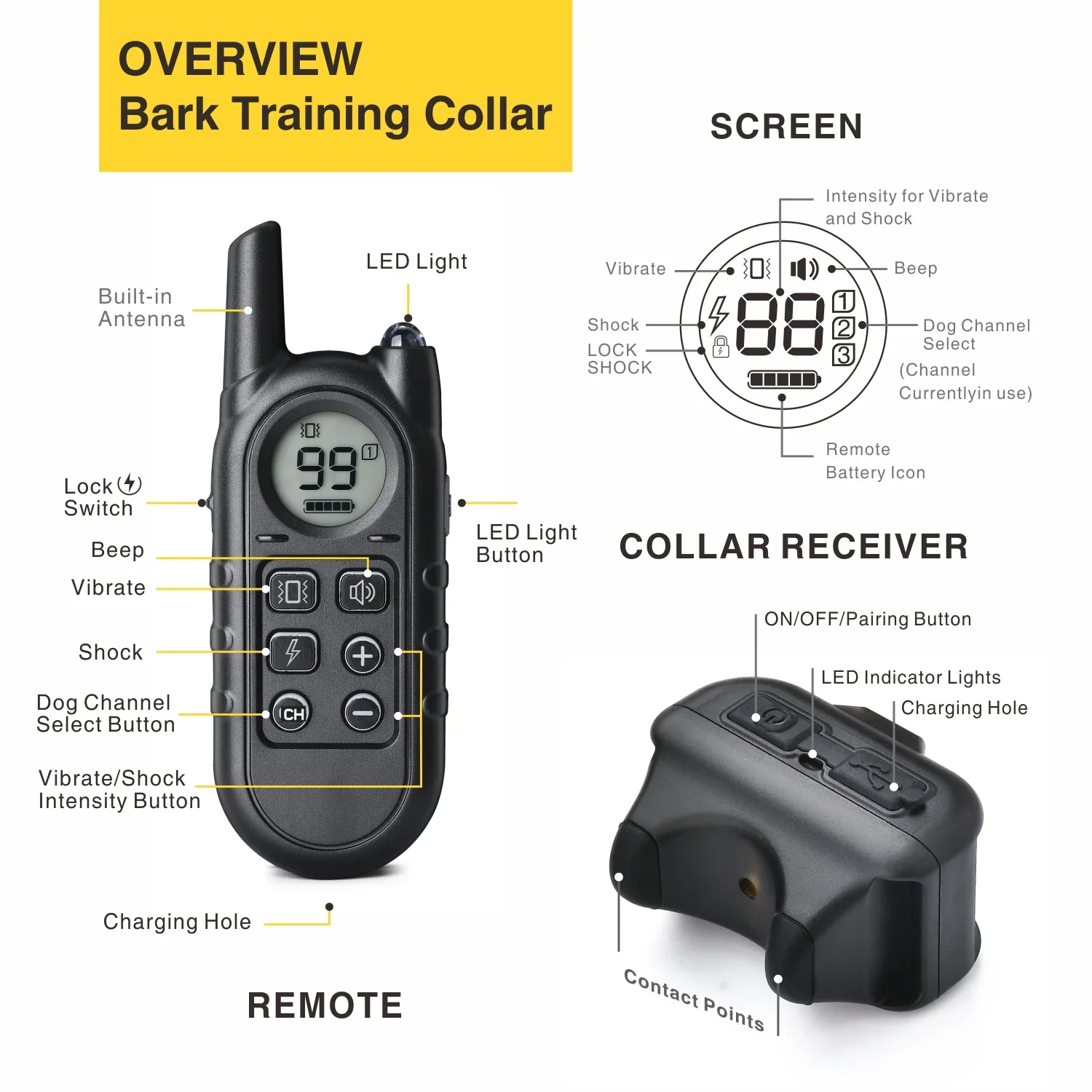 Rechargable Bark Training Dog Collar for Small Dogs (5-15lbs) - Image 3