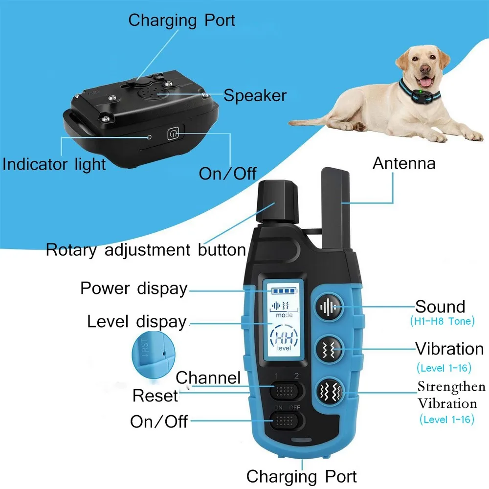 Rechargeable No-Shock and Waterproof Dog Training Collar with Beep and Vibration Modes - Image 2