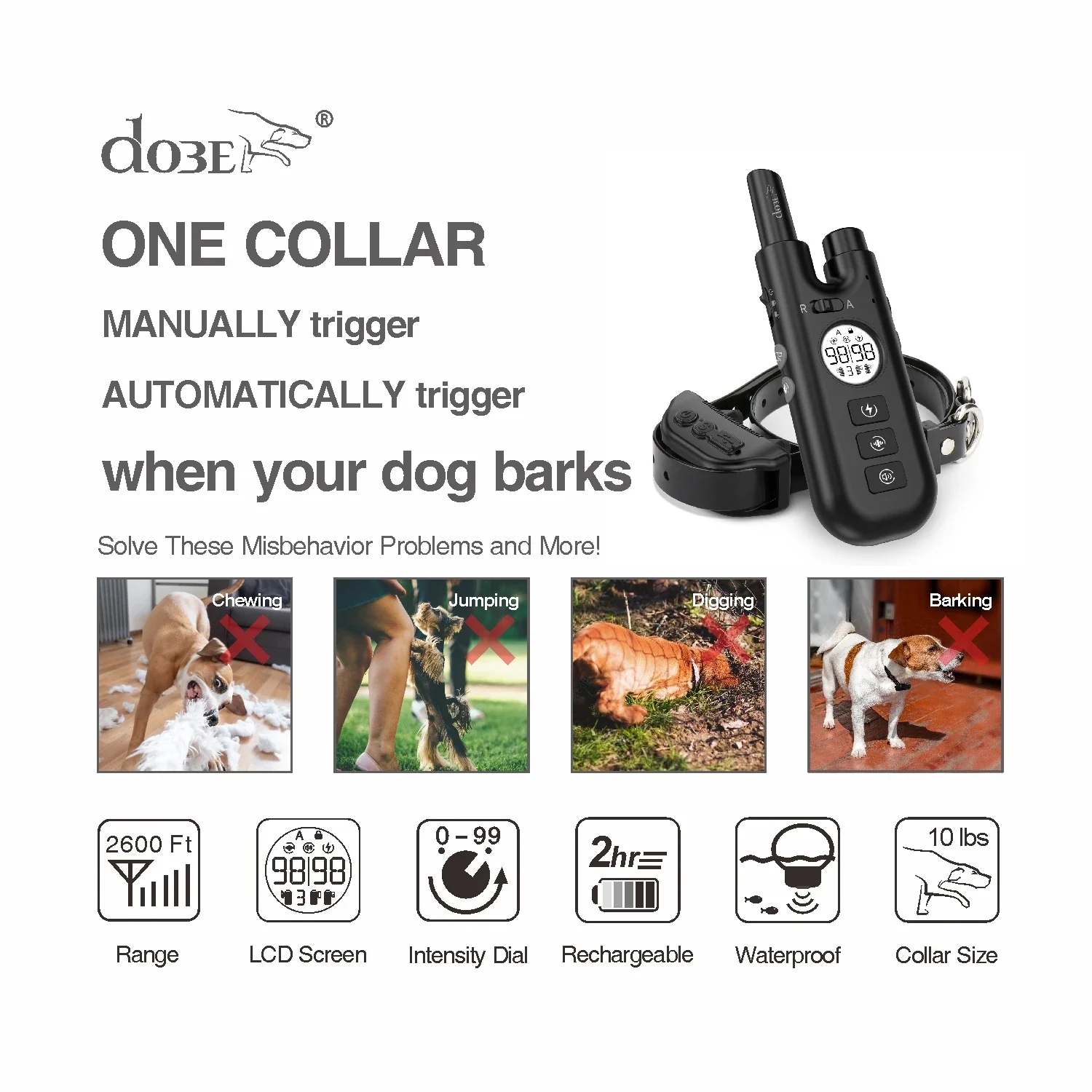 Remote Dog Training Bark Collar Dog Electric Rechargeable Waterproof No Bark Control Collar Stop Barks with 800M Pet Trainer - Image 5