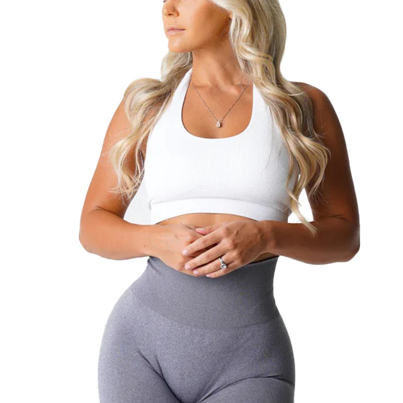 Ribbed Seamless Halter Bra - Image 3