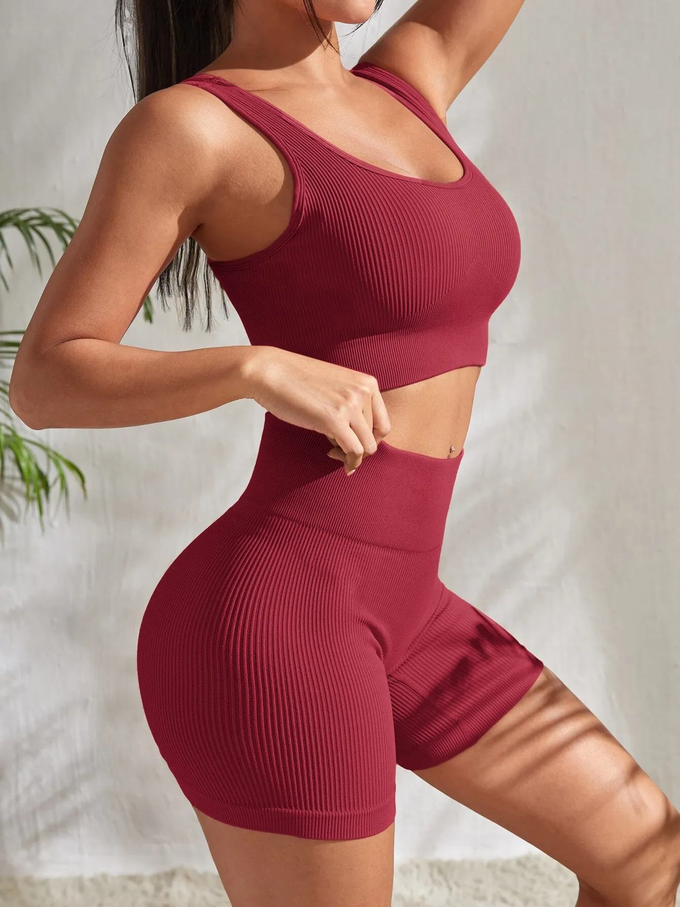 Seamless Ribbed Yoga Set - Image 4