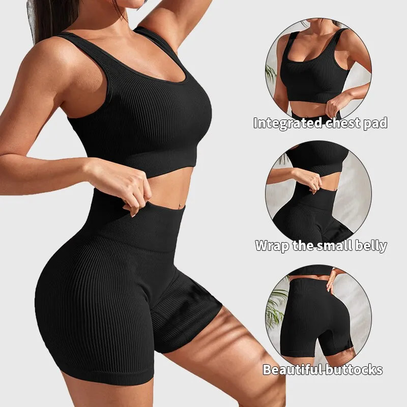 Seamless Ribbed Yoga Set - Image 5
