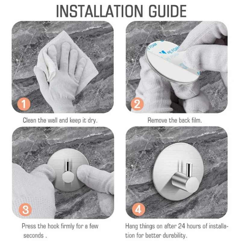 Self Adhesive Bathroom Robe Towel Hanger Hooks (Pack of 2) - Image 6