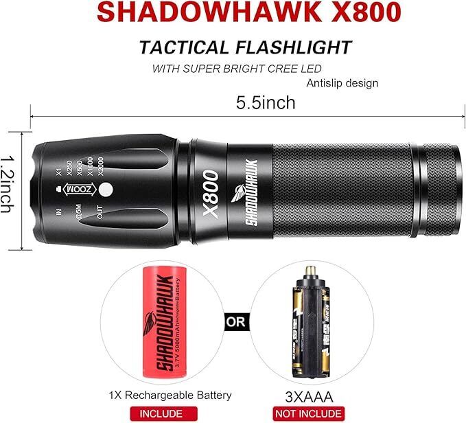 Shadowhawk X800 2500 Lumens Torches Super Bright Led Torch - Image 6