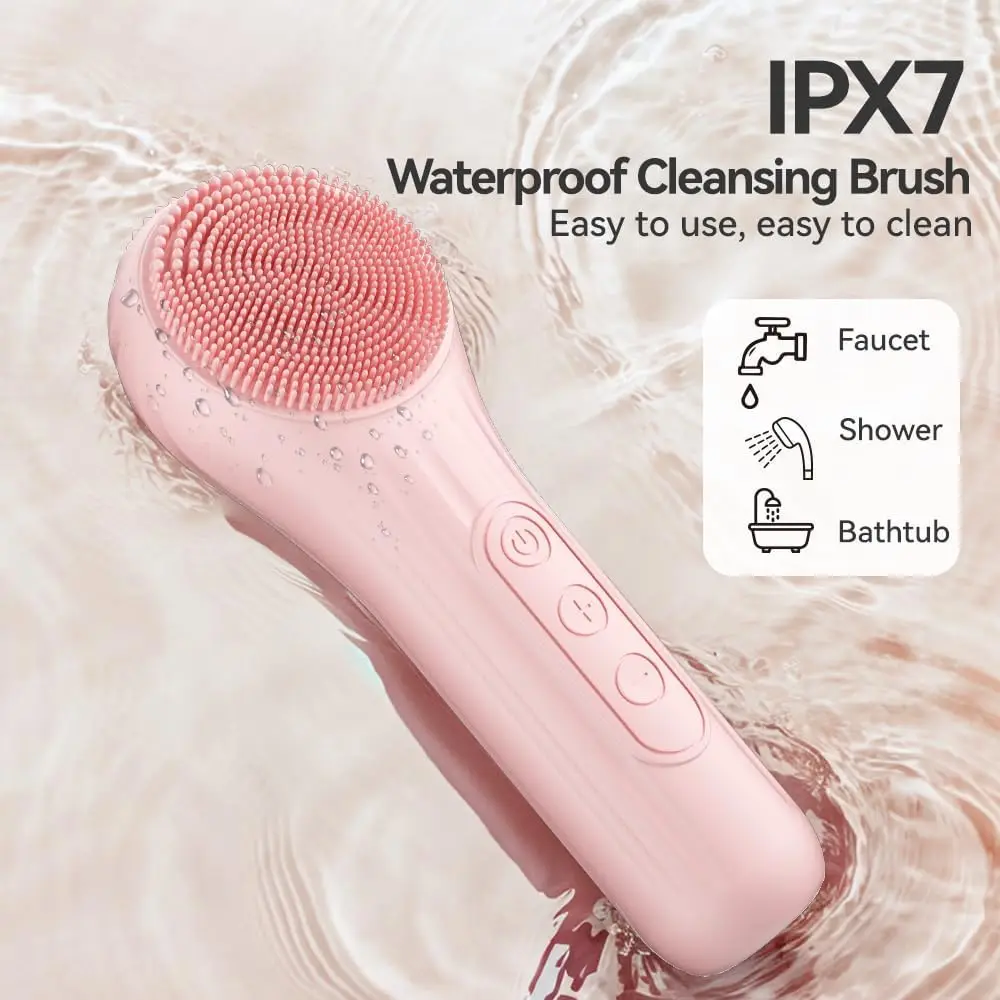 Silicone Electric Facial Cleansing Brush with Heating & Vibration - Image 4