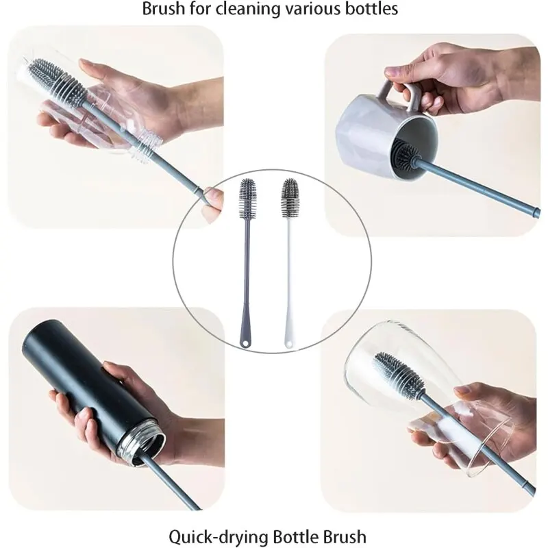 Silicone Long-Handle Bottle and Cup Cleaning Brush - Image 4