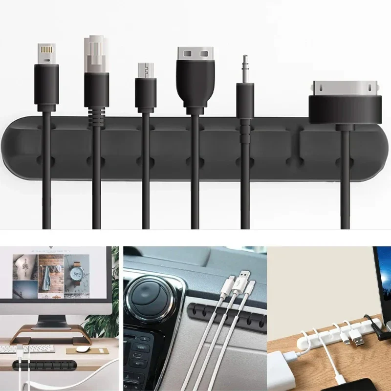 Silicone USB Cable Organizer - Cable Winder & Desktop Tidy Clips for Mouse, Headphones, and Wires - Image 3