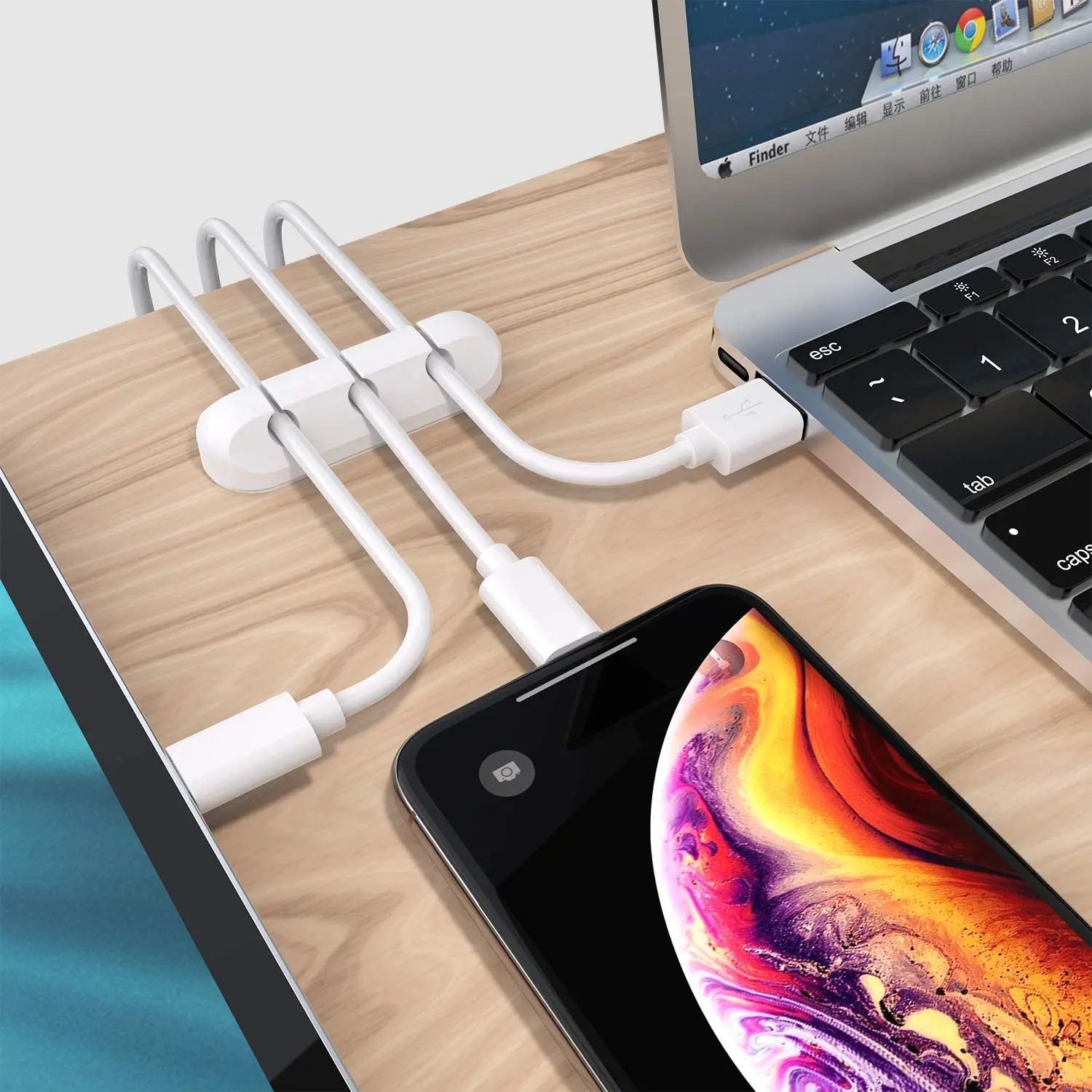 Silicone USB Cable Organizer - Cable Winder & Desktop Tidy Clips for Mouse, Headphones, and Wires - Image 4