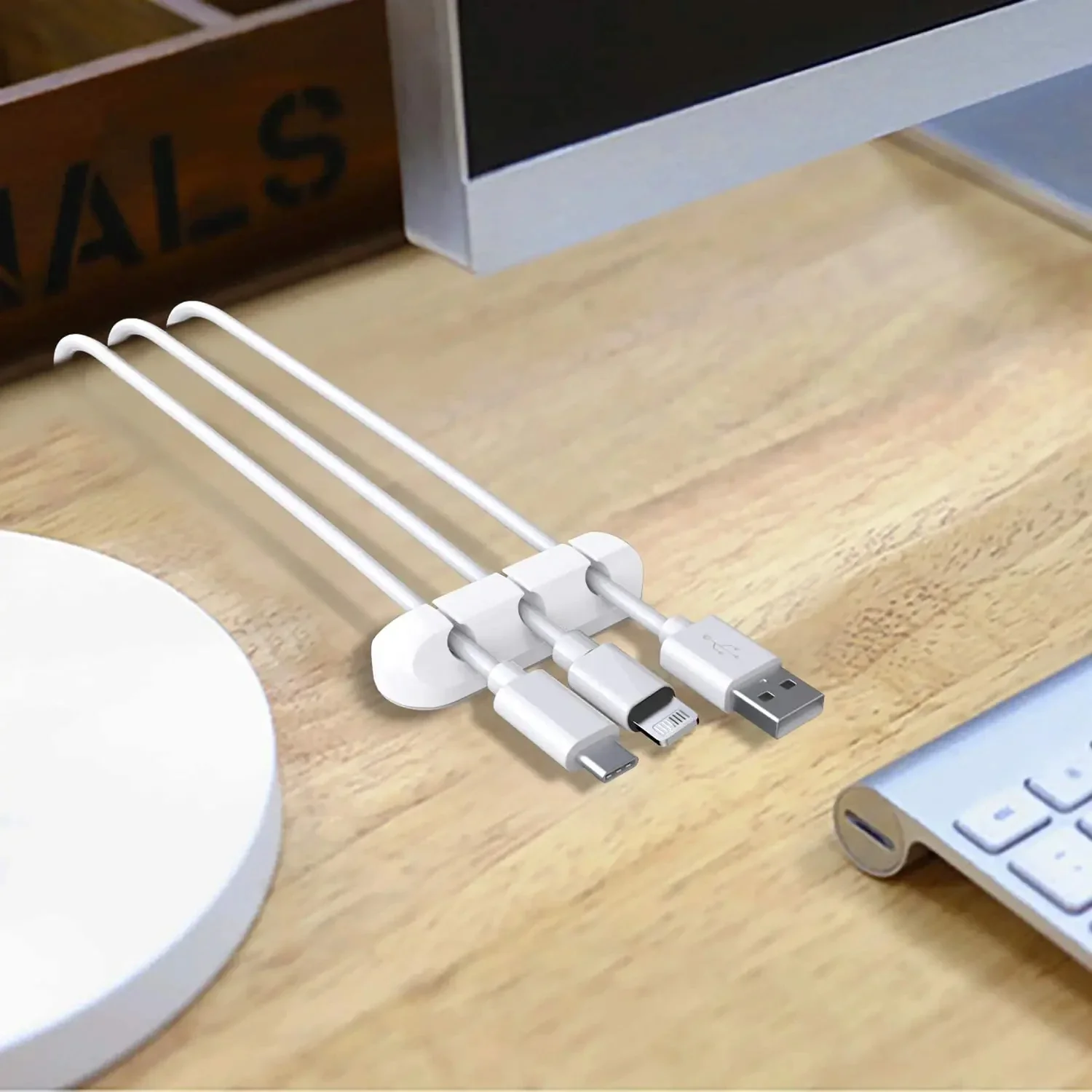 Silicone USB Cable Organizer - Cable Winder & Desktop Tidy Clips for Mouse, Headphones, and Wires - Image 5
