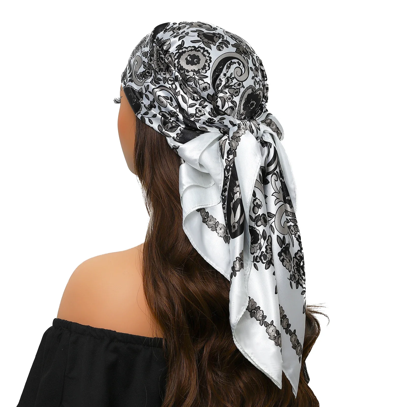 Silk Satin Square Head Scarf - Image 19