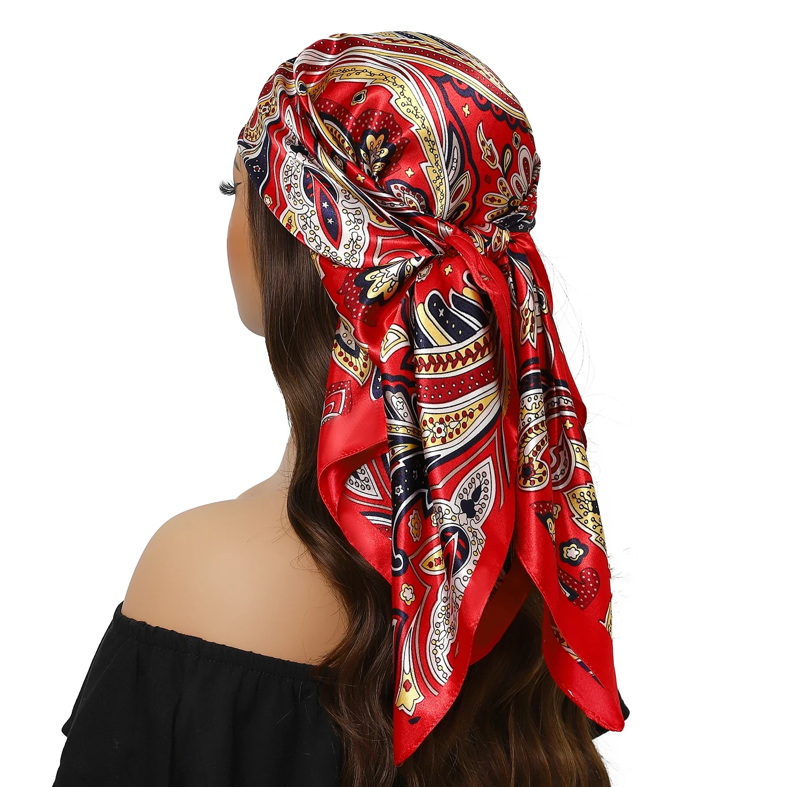 Silk Satin Square Head Scarf - Image 30