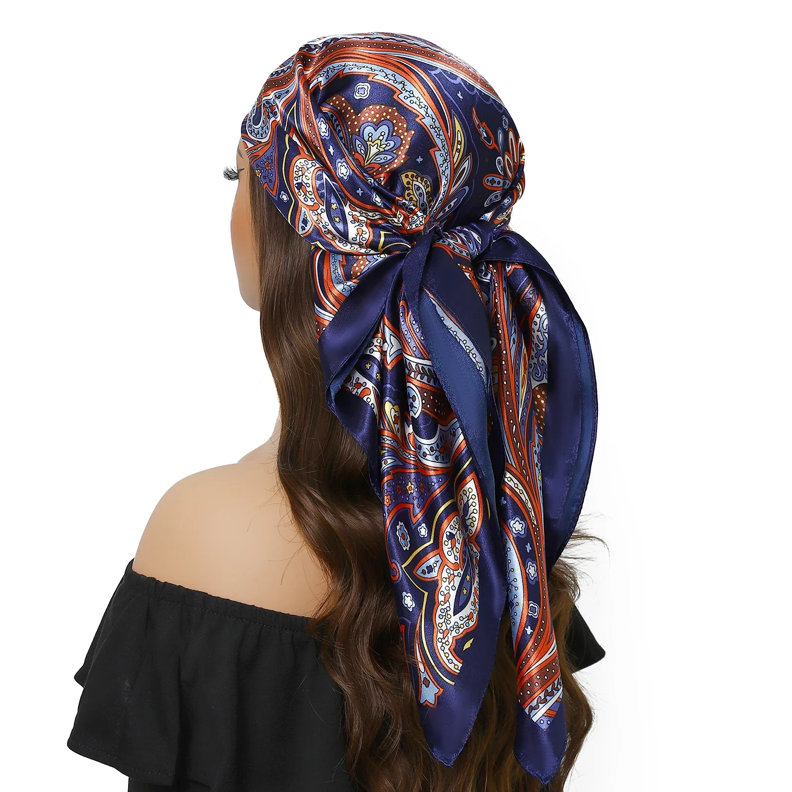 Silk Satin Square Head Scarf - Image 33