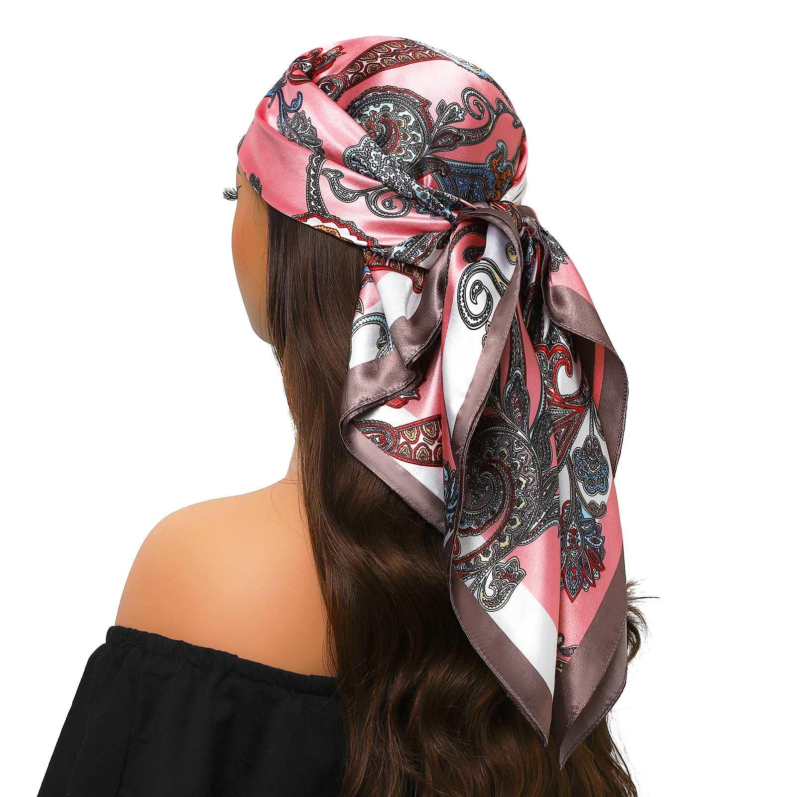 Silk Satin Square Head Scarf - Image 35