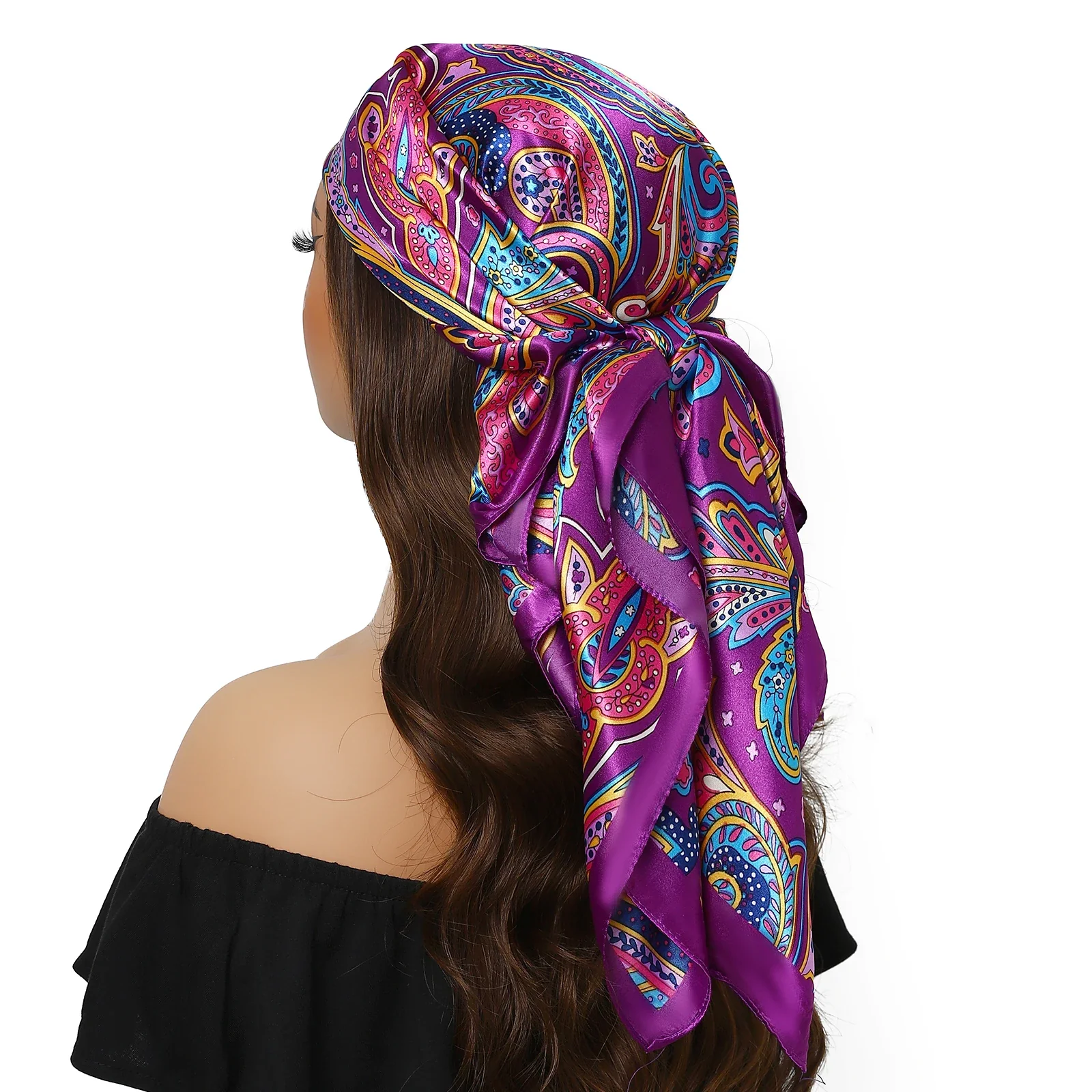 Silk Satin Square Head Scarf - Image 36