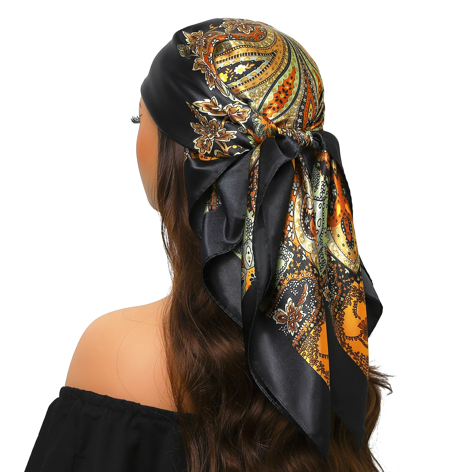 Silk Satin Square Head Scarf - Image 37