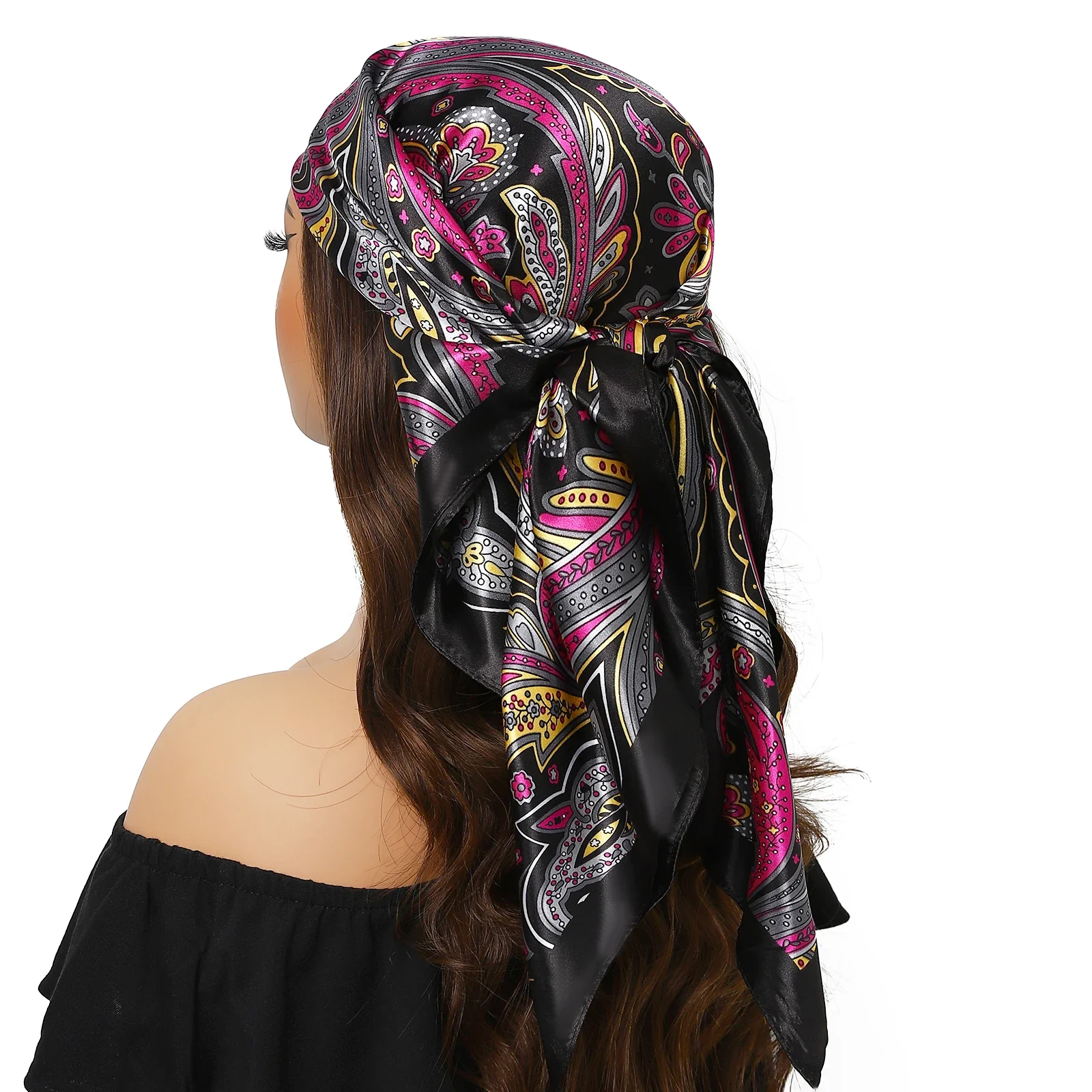 Silk Satin Square Head Scarf - Image 39