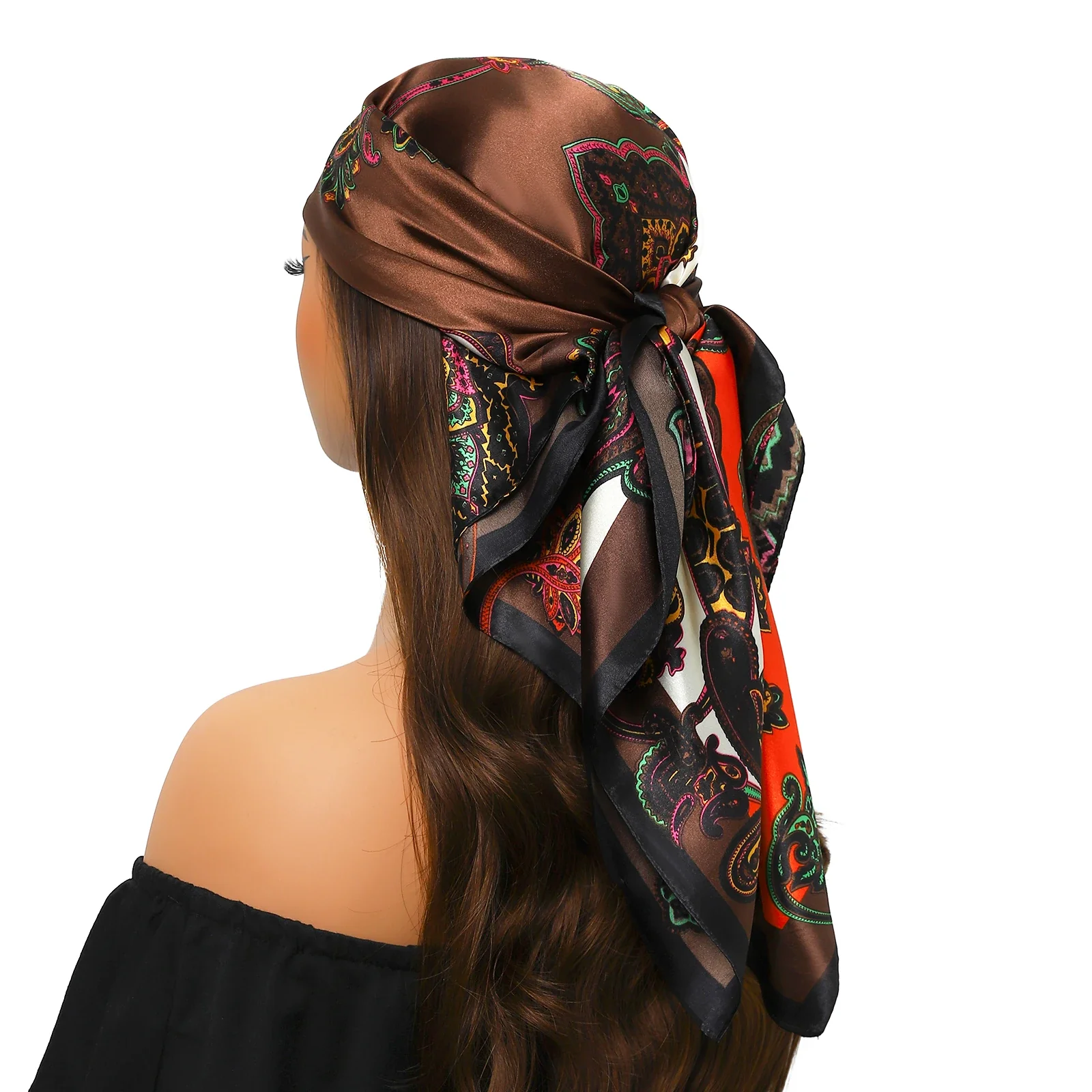 Silk Satin Square Head Scarf - Image 40