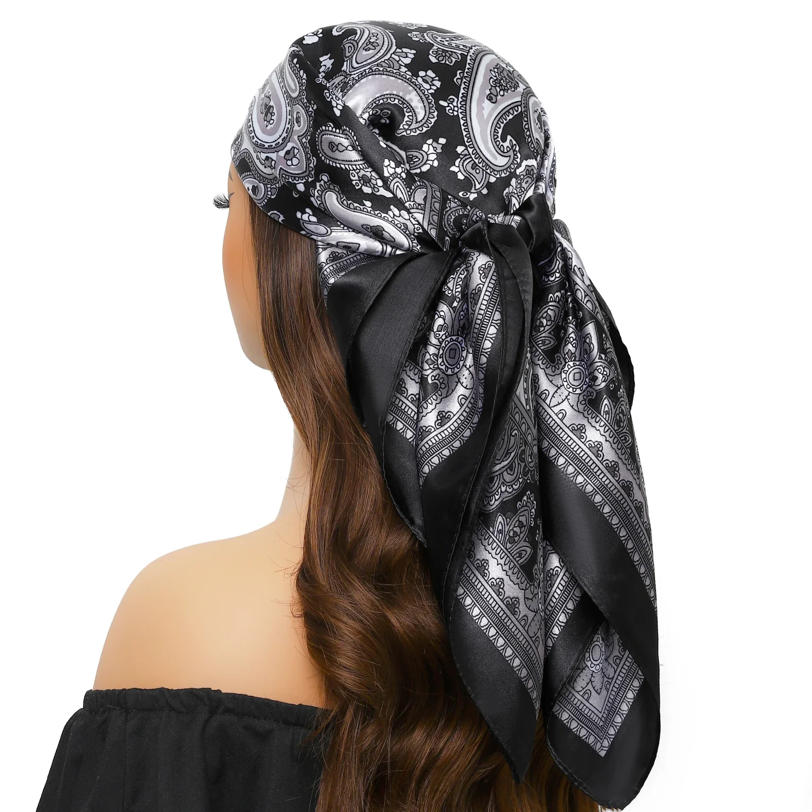 Silk Satin Square Head Scarf - Image 54